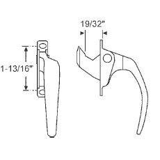 TechnologyLK STB Casement Window Locking Handle, Left Hand, Bronze, 1-13/16&quot; Screw Holes | 3475
