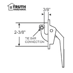 TechnologyLK STB Casement Window Dual Locking Handle, Aluminum, 2-3/8&quot; Screw Holes | 34827