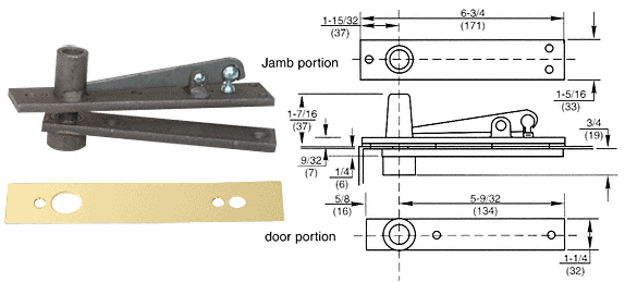 C.R. Laurence CRL Rixson Regular Duty Polished Brass Finish Center-Hung Top Pivot | 340PB