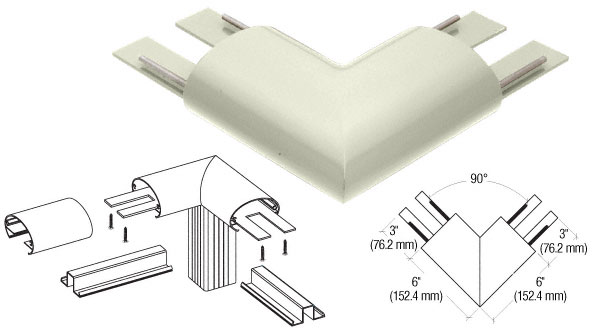 C.R. Laurence CRL Oyster White 350 Series Top Cap 90 Degree Corner | 35TRH0W