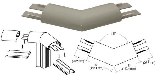 C.R. Laurence CRL Beige Gray 350 Series Top Cap 135 Degree Corner | 35TRH3BGY