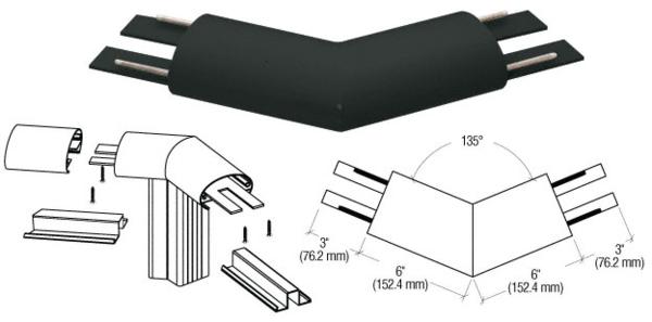 C.R. Laurence CRL Matte Black 350 Series Top Cap 135 Degree Corner | 35TRH3BL