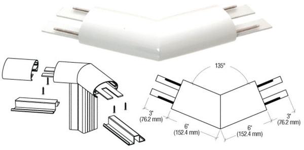 C.R. Laurence CRL Sky White 350 Series Top Cap 135 Degree Corner | 35TRH3W