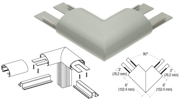 C.R. Laurence CRL Agate Gray 350 Series Top Cap 90 Degree Corner | 35TRHAGY