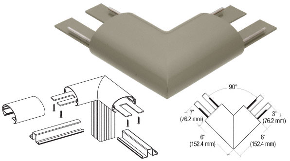 C.R. Laurence CRL Beige Gray 350 Series Top Cap 90 Degree Corner | 35TRHBGY