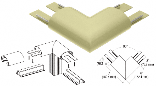 C.R. Laurence CRL Chromate (Unfinished) 350 Series Top Cap 90 Degree Corner | 35TRHCRM