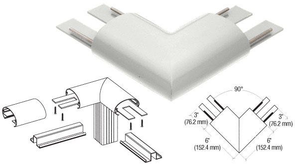 C.R. Laurence CRL Sky White 350 Series Top Cap 90 Degree Corner | 35TRHW