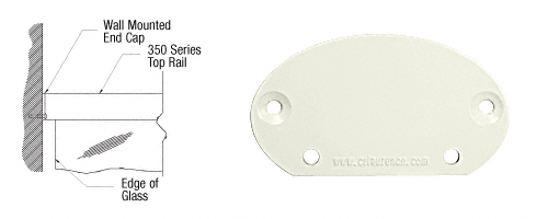 C.R. Laurence CRL Oyster White 350 Series Wall Mount End Cap | 35WEC0W