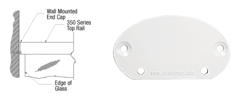 C.R. Laurence CRL Sky White 350 Series Wall Mount End Cap | 35WECW