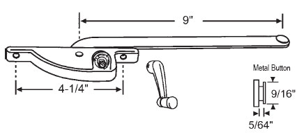 TechnologyLK STB Casement Window Operator, Left Hand, Face Mount, Aluminum, 9&quot; Long Arm | 36105