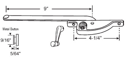 TechnologyLK STB Casement Window Operator, Right Hand, Face Mount, Aluminum, 9&quot; Long Arm | 36107