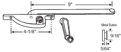 TechnologyLK STB Casement Window Operator, Left Hand, Face Mount, Aluminum, 9&quot; Long Arm | 36116