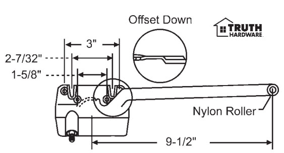 Right Hand White 9-1/2&quot; Sill Mounted Single Arm Operators | 361233S