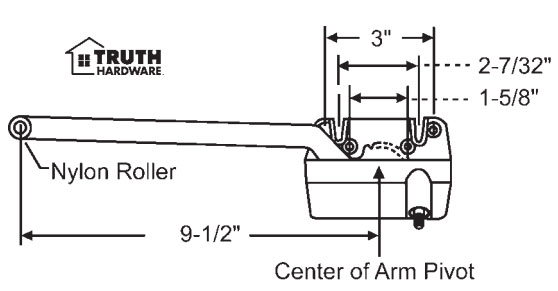 Left Hand Gold 9-1/2&quot; Sill Mounted Single Arm Operators | 361282S