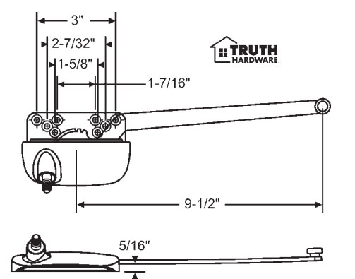 Ellipse Style Right Hand White 9-1/2&quot; Sill Mounted Single Arm Operators | 361293E
