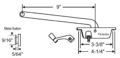 TechnologyLK STB Casement Window Operator, Right Hand, Face Mount, Aluminum, 9&quot; Long Arm | 36130