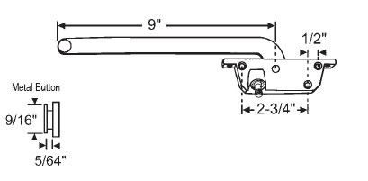TechnologyLK STB Casement Window Operator, Right Hand, Face Mount, Brown, 9&quot; Long Arm | 36132
