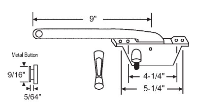 TechnologyLK STB Casement Window Operators, Right Hand, Face Mount, Aluminum, 9&quot; Long Arm | 36136