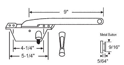 TechnologyLK STB Casement Window Operator, Left Hand, Face Mount, Aluminum, 9&quot; Long Arm | 36137