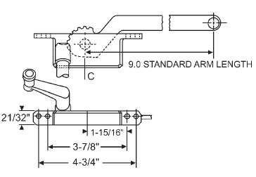 TechnologyLK STB Casement Window Operator, Left Hand, Face Mount, Light Bronze, 9&quot; Long Arm | 361439