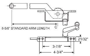 TechnologyLK STB Casement Window Operator, Right Hand, Face Mount, Aluminum, 8-5/8&quot; Long Arm | 36143AL