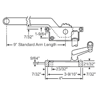 TechnologyLK STB Casement Window Operator, Sill Mounted, Right Hand, Beige, 9&quot; Long Arm | 36144BG