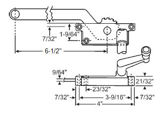 TechnologyLK STB Casement Window Operator, Left Hand, Square Style, 6-1/2&quot; Arm, Beige *MADE-TO-ORDER* | 36144BG65
