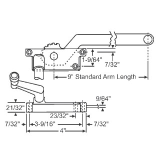 TechnologyLK STB Casement Window Operator, Sill Mounted, Left Hand, Bronze, 9&quot; Long Arm | 36145