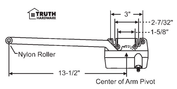 Left Hand Gold 13-1/2&quot; Sill Mounted Single Arm Operators | 361522S