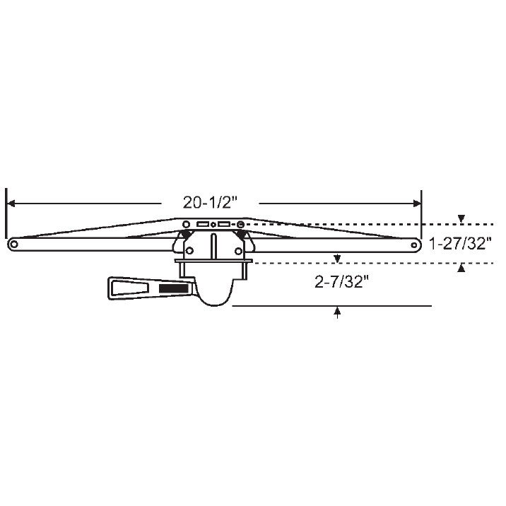 TechnologyLK STB Awning Window Operator, Right Hand, Single Pull Lever, White, 20-1/2&quot; Arms, 2-7/32&quot; Escutcheon Projection | 361533