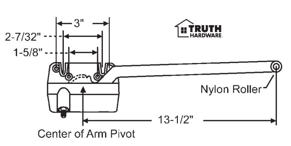 Right Hand Gold 13-1/2&quot; Sill Mounted Single Arm Operators | 361542S