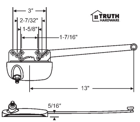 Ellipse Style Right Hand White 13-1/2&quot; Sill Mounted Single Arm Operators | 361543E