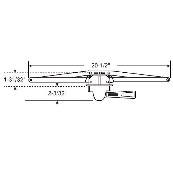 TechnologyLK STB Awning Window Operator, Left Hand, Single Pull Lever,Bronze, 20-1/2&quot; Arms, 2-3/32&quot; Escutcheon Projection | 361611