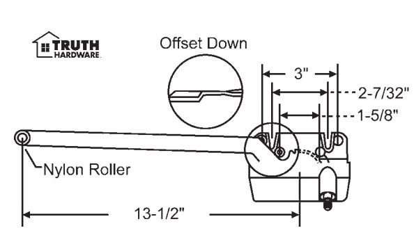 Left Hand Bronze 13-1/2&quot; Sill Mounted Single Arm Operators | 362091S