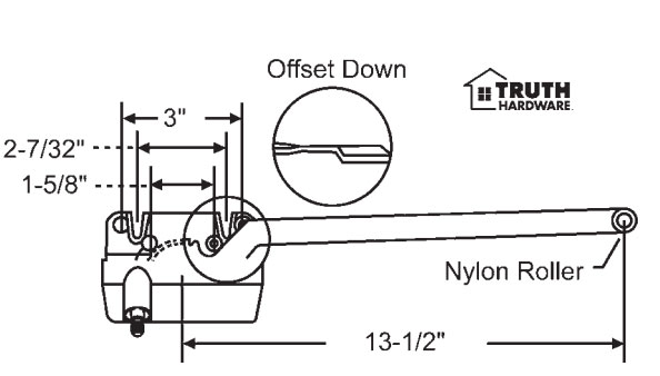 Right Hand White 13-1/2&quot; Sill Mounted Single Arm Operators | 362103S