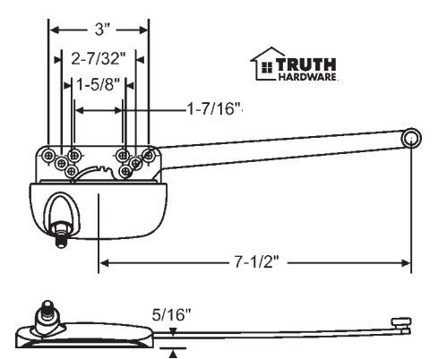 Ellipse Style Right Hand White 7-1/2&quot; Sill Mounted Single Arm Operators | 362153E