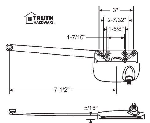 Ellipse Style Left Hand White 7-1/2&quot; Sill Mounted Single Arm Operators | 362163E