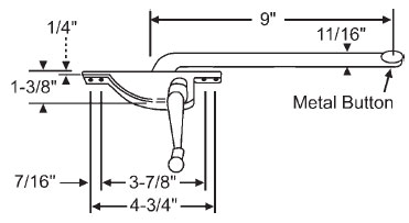 TechnologyLK STB Casement Window Operator, Left Hand, Face Mount, Aluminum, 9&quot; Long Arm | 36312