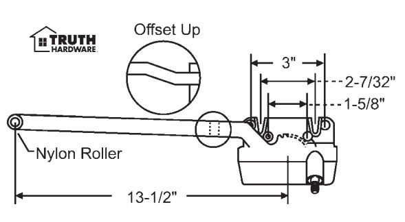 Left Hand White 13-1/2&quot; Sill Mounted Single Arm Operators | 363213S