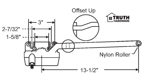 Left Hand Bronze 13-1/2&quot; Sill Mounted Single Arm Operators | 363871S