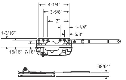 Right Hand Sill Mounted Dyad Casement Operator with a 39/64&quot; Double Bend Offset | 36470EN