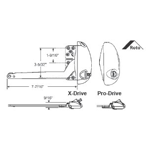 Right Hand White Roto X-Drive Single Arm Operator With a 7-7/16&quot; Arm | 36497AD