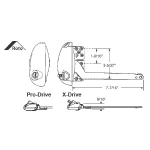 Right Hand White Roto X-Drive Single Arm Operator With a 7-7/16&quot; Arm | 36498BEW