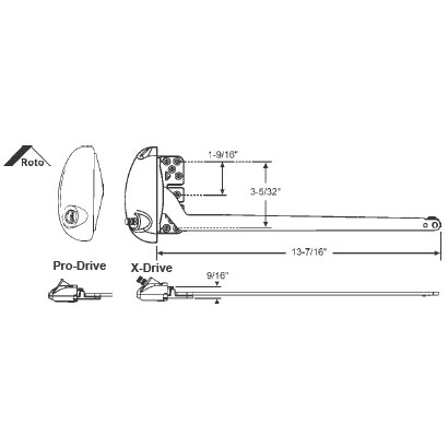 Right Hand White Roto X-Drive Single Arm Operator With a 7-7/16&quot; Arm | 36510EW