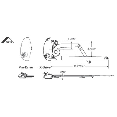 Right Hand White Roto X-Drive Single Arm Operator With a 7-7/16&quot; Arm | 36517W