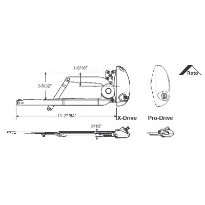 Right Hand White Roto X-Drive Single Arm Operator With a 7-7/16&quot; Arm | 36518EB