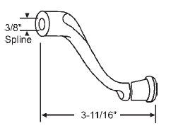 TechnologyLK STB Window Operator Handle, Crank Type, Brown, 3/8&quot; Spline Size  | 37105