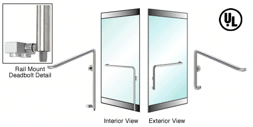 C.R. Laurence CRL Brushed Stainless Right Hand Double Acting Rail Mount Cylinder/Thumbturn &quot;E&quot; Exterior Bottom Securing Deadbolt Handle for 3/4&quot; Glass | 3D110E1R1BS
