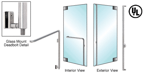 C.R. Laurence CRL Brushed Stainless Right Hand Reverse 3/4&quot; Glass Mount Keyed Access &quot;F&quot; Exterior Bottom Securing Deadbolt Handle | 3D110F3GKBS
