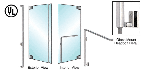C.R. Laurence CRL Brushed Stainless Left Hand Reverse 3/4&quot; Glass Mount Keyed Access &quot;F&quot; Exterior Bottom Securing Deadbolt Handle | 3D110F4GKBS
